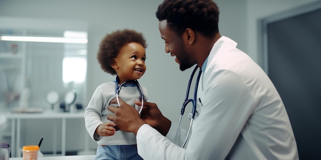 Un pédiatre africain avec un stéthoscope