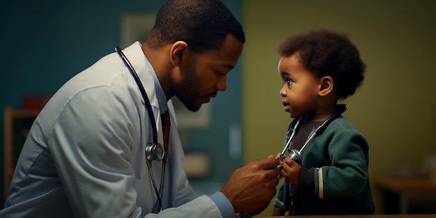 Un pédiatre africain avec un stéthoscope