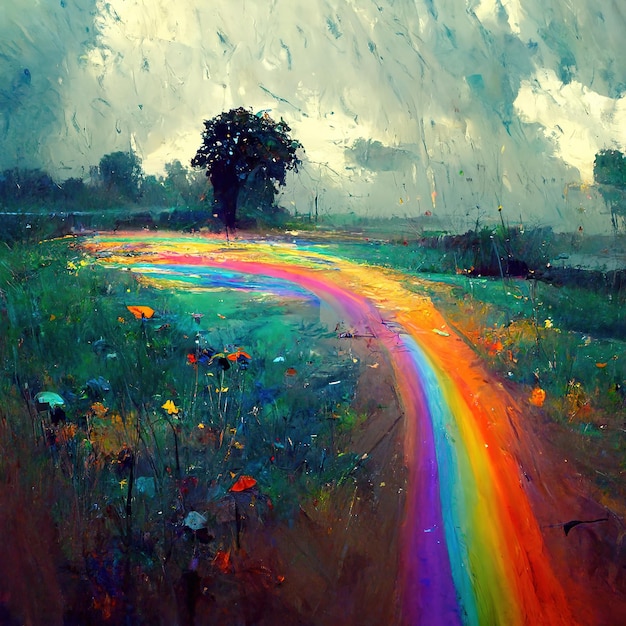 peindre un arc-en-ciel avec de la pluie