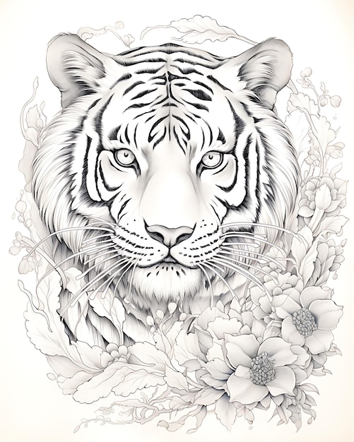 Photo peindre un tatouage d'oiseau chinois sur un tigre