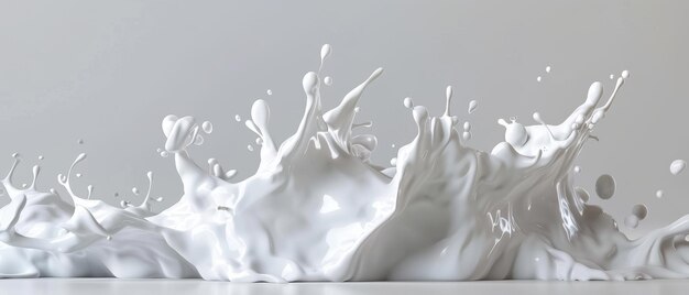 Peinture 3D abstraite au lait liquide ou collage sur fond blanc