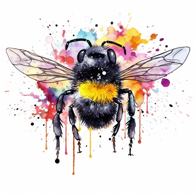 une peinture d'une abeille avec une tache jaune et noire sur sa poitrine ai générative