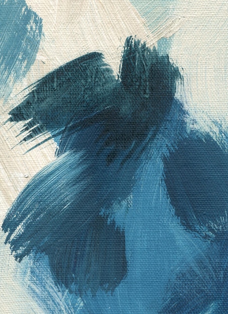 Photo peinture abstraite acrylique bleue coups de pinceau rugueux sur toile fond de peinture à l'huile moderne