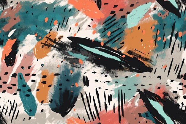 Une peinture abstraite aux couleurs noir orange et bleu Generative AI