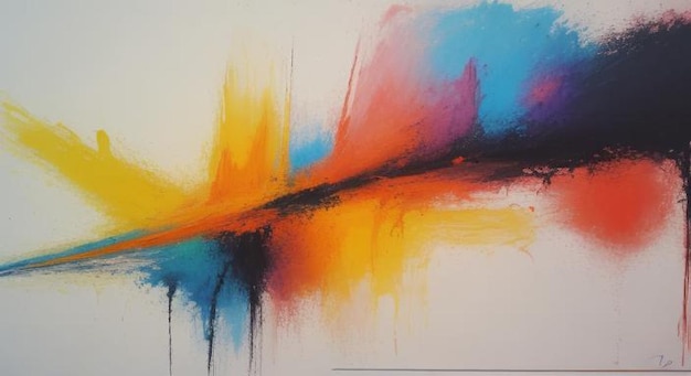 Peinture abstraite aux couleurs vives sur un mur blanc