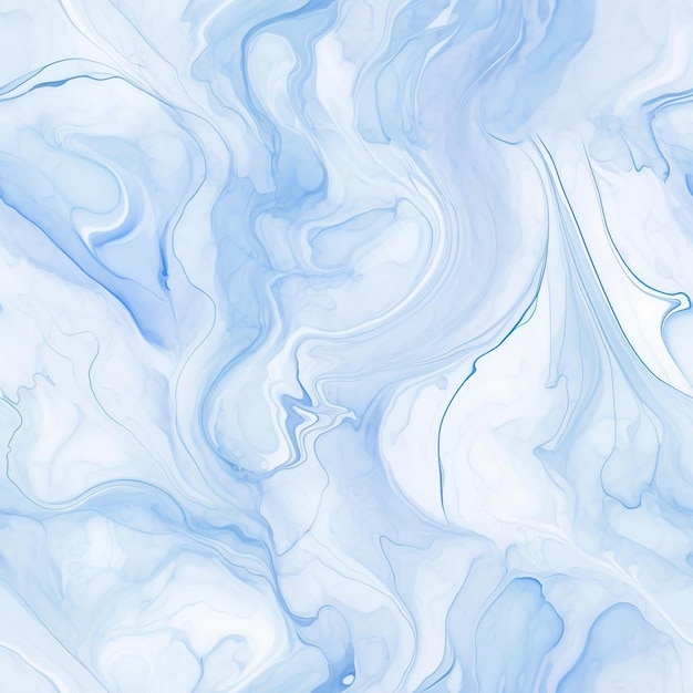 Une peinture abstraite bleue et blanche représentant un océan aquarellé.