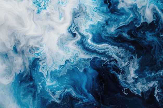 Peinture abstraite bleue et blanche
