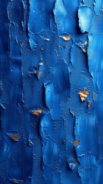 Peinture abstraite bleue et dorée.