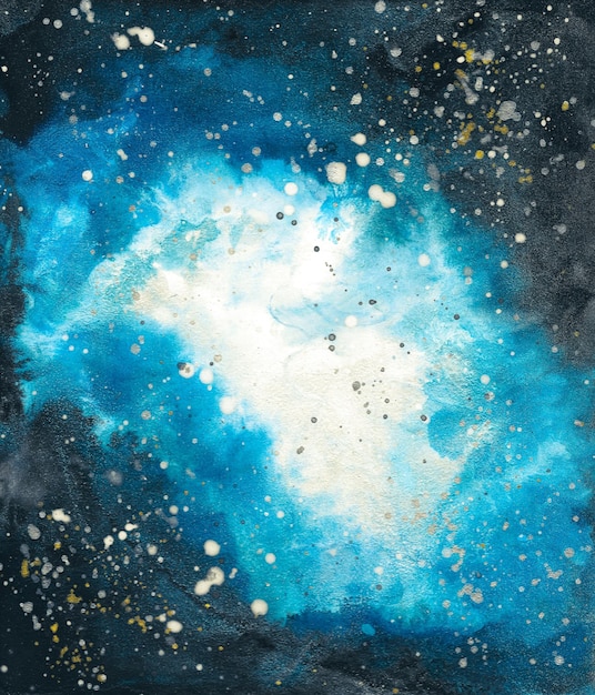 Une peinture abstraite bleue de galaxie