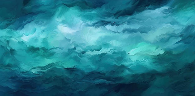 Une peinture abstraite bleue avec un motif ondulé.