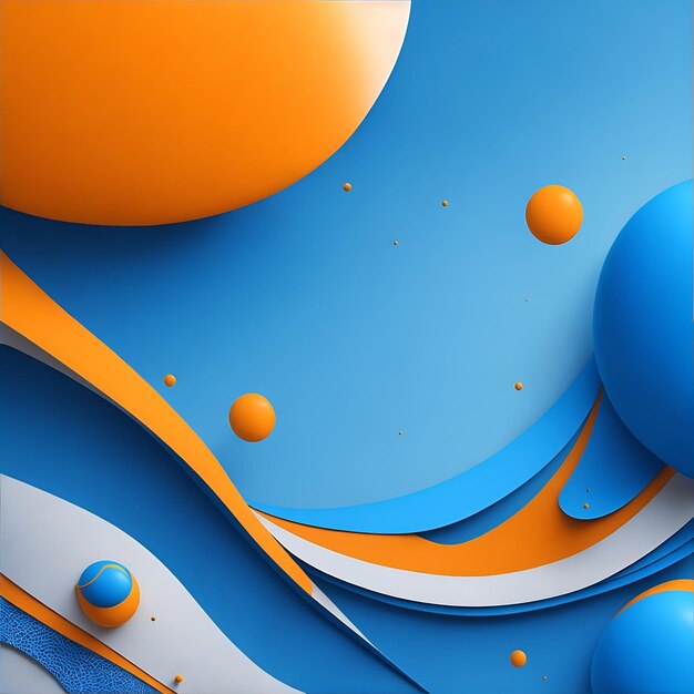 Une peinture abstraite bleue et orange de boules orange et bleues