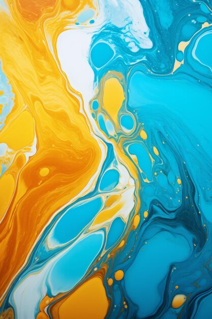 Peinture abstraite bleue et orange