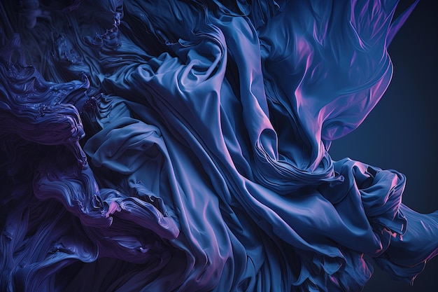 Une peinture abstraite bleue et violette sur fond noir AI générative