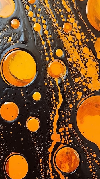 Une peinture abstraite de bulles orange et noires image générative ai