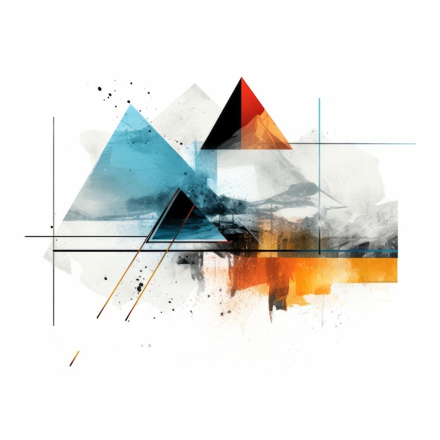 peinture abstraite d'une chaîne de montagnes avec un triangle au milieu