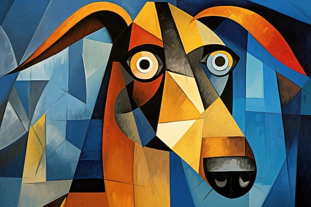 Photo peinture abstraite de chien dans le style de pablo picasso pet animals art illustration generative ai