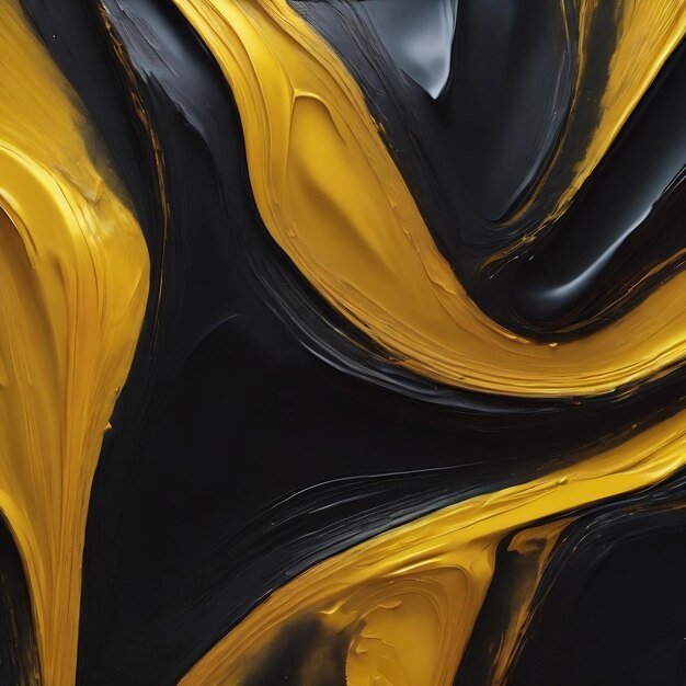 Une peinture abstraite colorée sur un fond abstrait noir et jaune