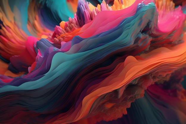 Une peinture abstraite colorée avec un fond coloré.