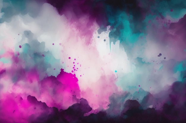 Une peinture abstraite colorée avec un fond violet et bleu