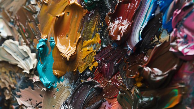 Photo peinture abstraite colorée peintures à l'huile épaisses sur toile couleurs vives et vives