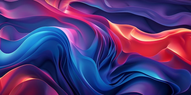 Une peinture abstraite colorée d'une vague avec des couleurs bleues rouges et violettes