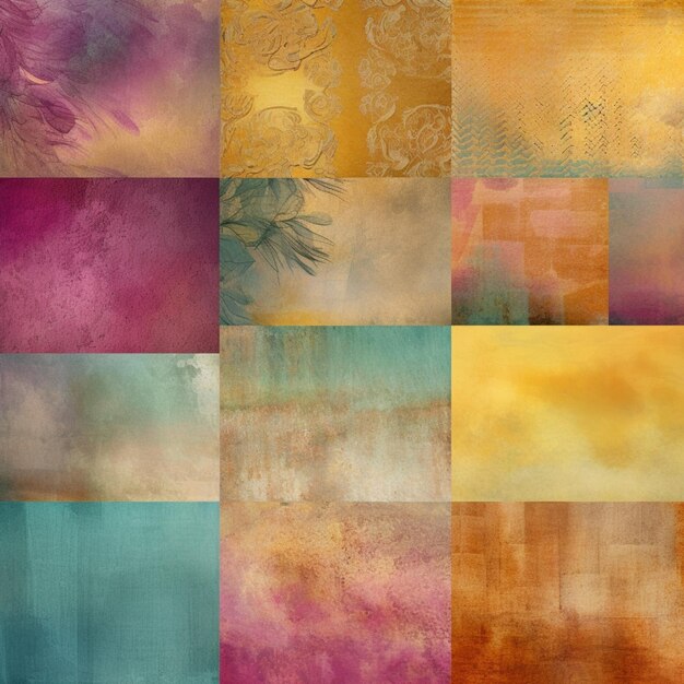 Une peinture abstraite colorée avec une variété de carrés.