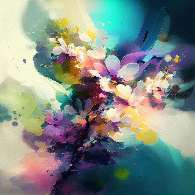 Peinture abstraite contemporaine de printemps Sakura