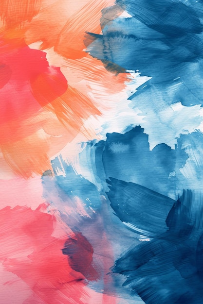 Peinture abstraite avec des coups de pinceau bleus et orange