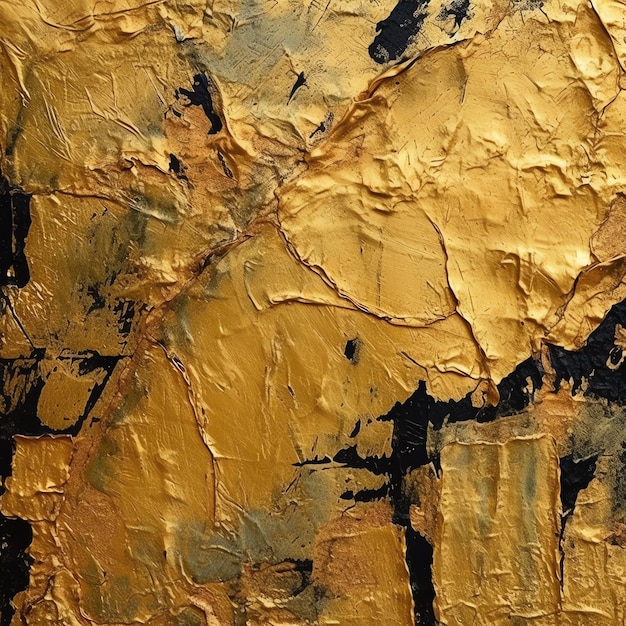 Peinture abstraite dorée sur fond noir