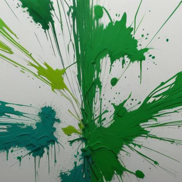 Peinture abstraite avec des éclaboussures de peinture verte