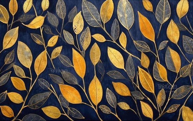 une peinture abstraite de feuilles d'or