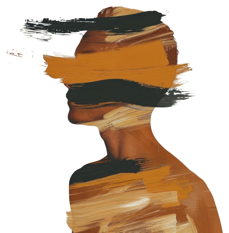 Photo peinture abstraite de l'homme de png avec un coup de pinceau brun