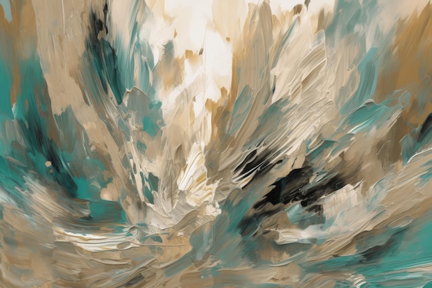 Une peinture abstraite d'une IA générative vague verte et beige