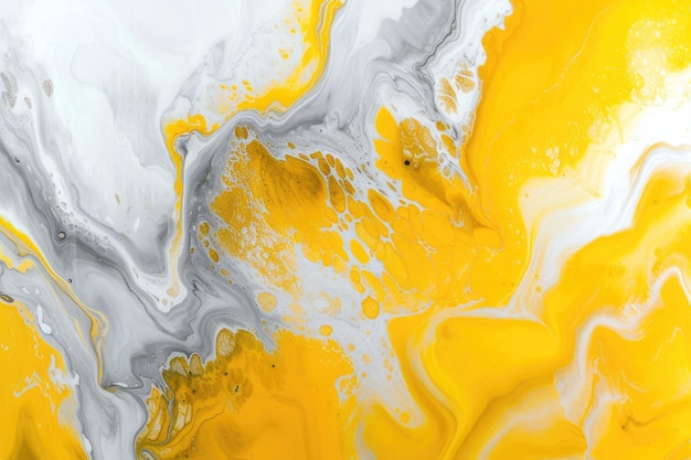 Peinture abstraite jaune et blanche