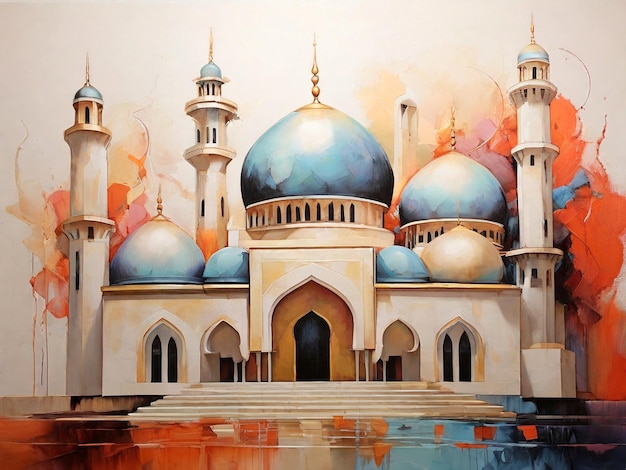 Photo peinture abstraite de la mosquée