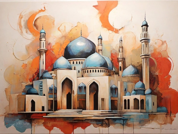 Photo peinture abstraite de la mosquée