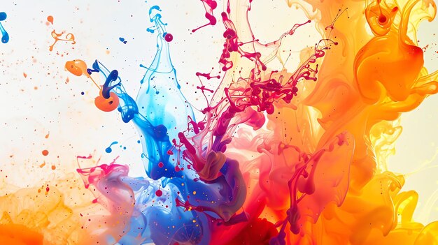 Peinture abstraite multicolore éclaboussure de peinture colorée art fluide