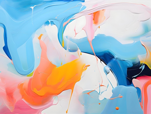 La peinture abstraite multicolore et la peinture bleue