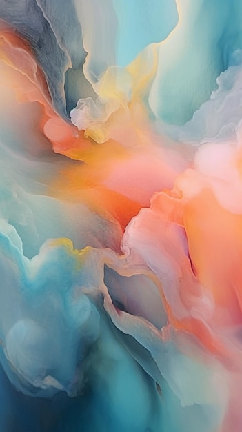 peinture abstraite d'un nuage coloré avec un ciel bleu en arrière-plan