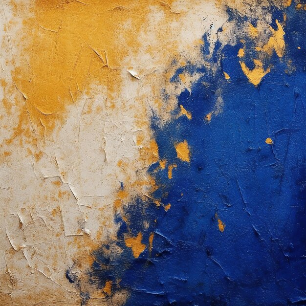 Peinture abstraite à la peinture bleue et jaune