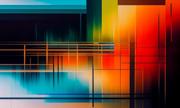 peinture abstraite rectangles géométriques futuristes colorés avec des bords déchiquetés par