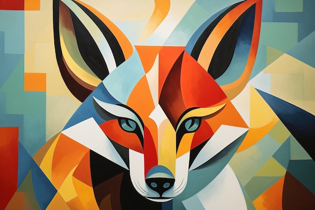 Peinture abstraite de renard dans le style de pablo picasso Animaux art Illustration Generative AI