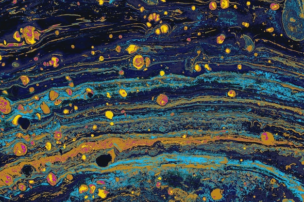 Peinture abstraite sous forme de marbrures sur fond coloré