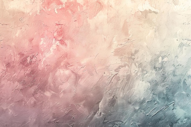 Une peinture abstraite à texture mélangeant des teintes rose doux et gris frais évoquant une atmosphère sereine et artistique