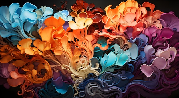 Photo peinture abstraite de tourbillons colorés