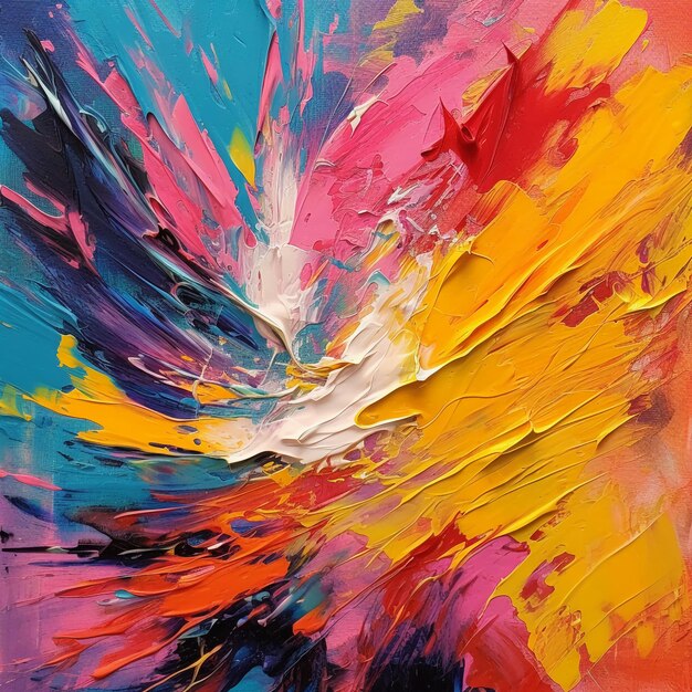 Une peinture abstraite utilisant des couleurs vives