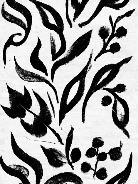 Photo peinture acrylique artistique de fond floral aquarelle noir et blanc