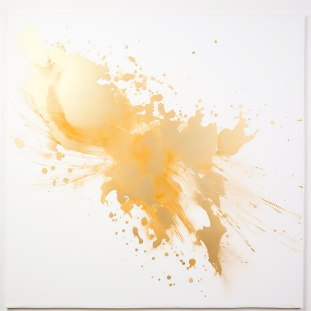 Photo peinture en aérosol jaune doré sur fond blanc splash drip dessiner pour toile de fond