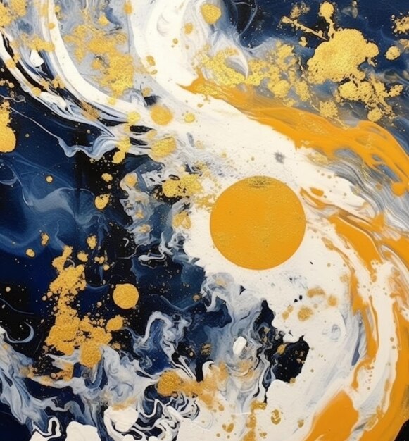 Peinture d'une ai générative yin jaune et noire