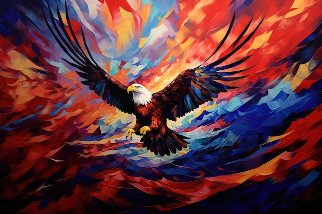 Peinture d'un aigle volant dans le ciel